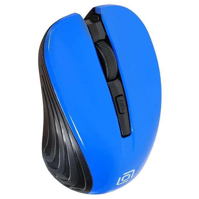 Мышь Оклик 545MW черный/синий оптическая (1600dpi) беспроводная USB для ноутбука (4but) - фото 51513266