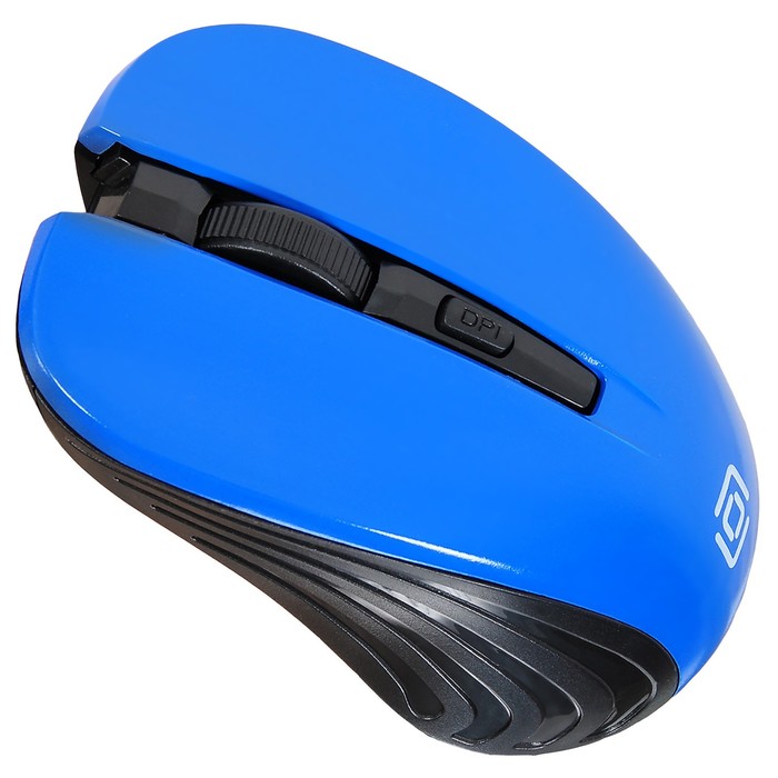 Мышь Оклик 545MW черный/синий оптическая (1600dpi) беспроводная USB для ноутбука (4but) - фото 51513267