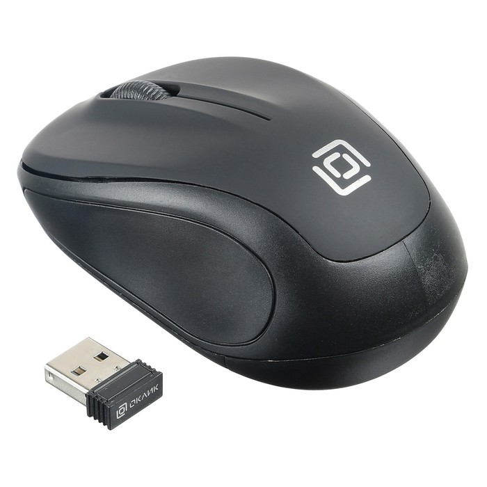 Мышь Оклик 665MW черный оптическая (1600dpi) беспроводная USB для ноутбука (3but) - фото 51525077