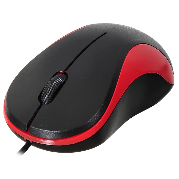 Мышь Оклик 115S черный/красный оптическая (1200dpi) USB для ноутбука (3but) - фото 51525294