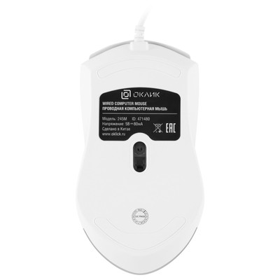 Мышь Оклик 245M белый оптическая (1000dpi) USB (3but)
