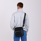 Сумка кросс-боди мужская TEXTURA, на молнии, 3 наружных кармана, 22×6×25.5 см, чёрная - Фото 5