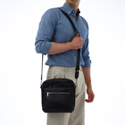 Сумка кросс-боди мужская TEXTURA, на молнии, 3 наружных кармана, 22×6×25.5 см, чёрная - Фото 11