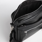 Сумка кросс-боди мужская TEXTURA, на молнии, 3 наружных кармана, 22×6×25.5 см, чёрная - Фото 9