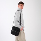 Сумка кросс-боди мужская TEXTURA, на молнии, 3 наружных кармана, 22×6×25.5 см, чёрная - Фото 13