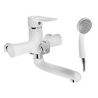 Смеситель для ванны ZEIN Z2746, излив 13 см, картридж 35 мм, с душевым набором, белый - Фото 5