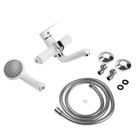 Смеситель для ванны ZEIN Z2746, излив 13 см, картридж 35 мм, с душевым набором, белый - Фото 12