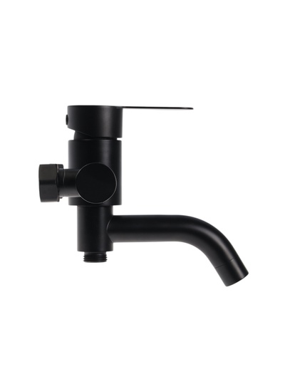 Смеситель для ванны ZEIN Z3491, изогнутый излив, душевой набор, нержавеющая сталь, черный