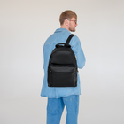 Рюкзак городской TEXTURA из искусственной кожи на молнии, наружный карман, цвет чёрный - Фото 6