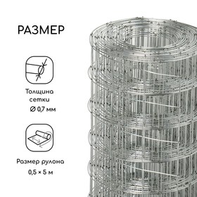 Сетка оцинкованная, сварная, 5 × 0,5 м, ячейка 25 × 25 мм, d = 0,7 мм, Greengo