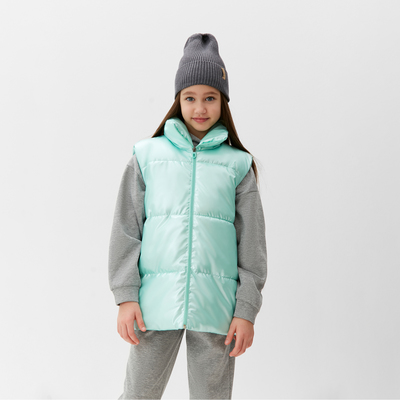 Жилет для девочки MINAKU: Cozy Winter, бирюзовый, рост 122 см