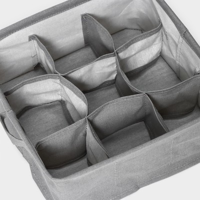 Органайзер для хранения белья LaDо́m, 9 ячеек, 28×28×11 см, серый