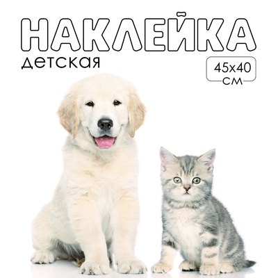 Интерьерная наклейка 3Д TAKE IT EASY «Домашние питомцы: хитрые», 45×40 см