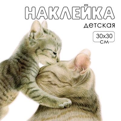 Интерьерная наклейка 3Д TAKE IT EASY «Котики: мама и малыш», 30×30 см