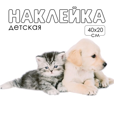 Интерьерная наклейка 3Д TAKE IT EASY «Домашние питомцы: малыши», 40×20 см