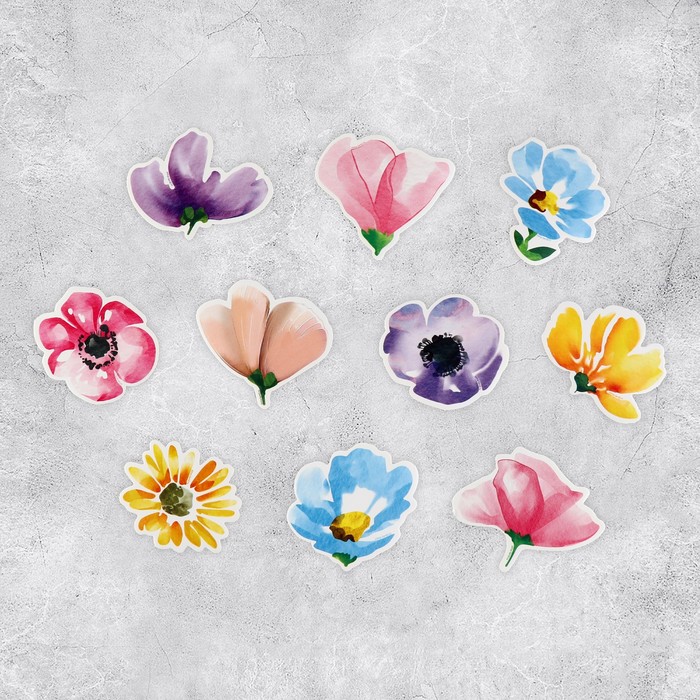 Набор стикеров «Цветы», 5 х 5 см - Фото 1