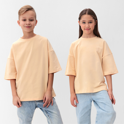 Футболка детская MINAKU:Basic line kids цвет светло-бежевый, рост 134 см