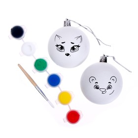 {{photo.Alt || photo.Description || 'УЦЕНКА Набор для творчества «Елочные шары под раскраску.Веселые друзья», краски, набор 2 шт.'}}