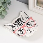 Сувенир керамика подставка под кольца "Котёнок в очках" 1,6х11х12 см - Фото 2