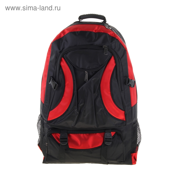 Рюкзак туристический "Отдых", 1 отдел, 3 наружных и 2 боковых кармана, объём - 35л, чёрный/красный - Фото 1