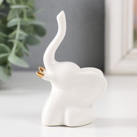 Сувенир керамика "Микро слоник" белый с золотом 5,5х4х9 см