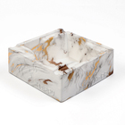 Пепельница "Мрамор", 12.9 х 5.5 см, керамика, белая с золотом - Фото 2