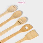 Набор кухонных принадлежностей Доляна «Бамбуковый лес», 5 предметов на подставке: 2 лопатки, 3 ложки - Фото 3