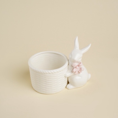 Конфетница SL Home «Лесные кролики», 15×9×12.5 см, фарфор, белая