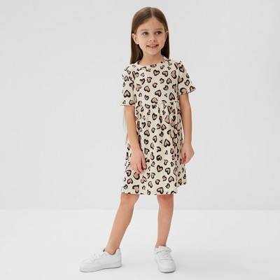 Платье для девочки KAFTAN: Leo love, бежевое, рост 122-128 см