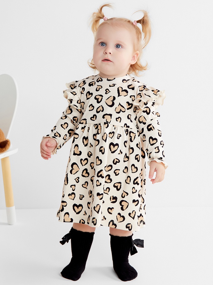 Платье для девочки «Крошка Я» Leo love, рост 74-80 см, бежевое - Фото 1