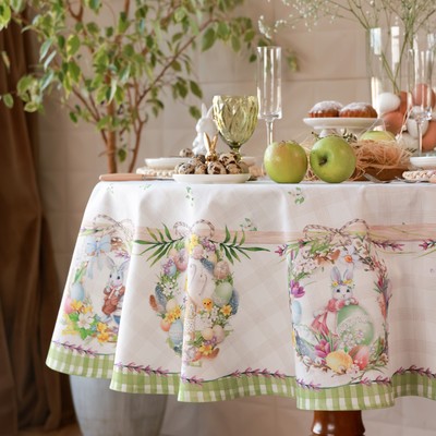 Скатерть «Этель. Уютная пасха», d=215 см, саржа, хлопок, 190 г/м²