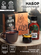 Подарочный набор «Сила Сибири»: кедровый орех в сосновом сиропе 25 г, бальзам 100 мл., кедровый кофе 50 г - Фото 1