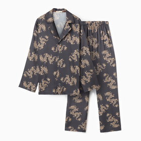 Пижама мужская (рубашка и брюки) KAFTAN "Дракон" размер 48, графитовый