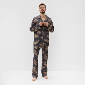 Пижама мужская (рубашка и брюки) KAFTAN "Дракон" размер 50, графитовый