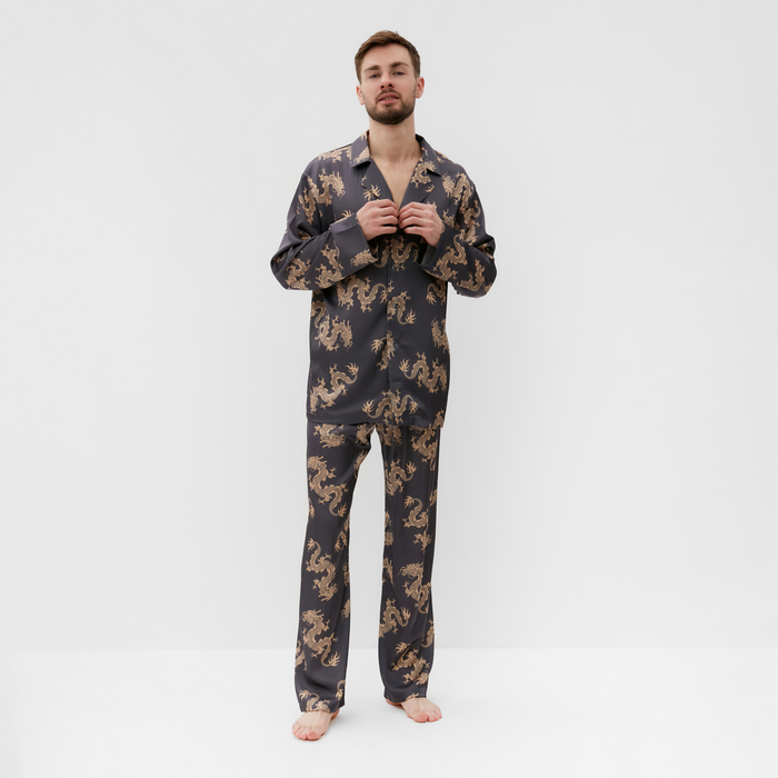 Пижама мужская (рубашка и брюки) KAFTAN "Дракон" размер 50, графитовый - Фото 1