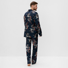 Пижама мужская (рубашка и брюки) KAFTAN "Дракон" размер 48, синий - фото 321072063