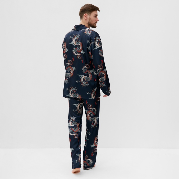 Пижама мужская (рубашка и брюки) KAFTAN "Дракон" размер 54, синий - Фото 1