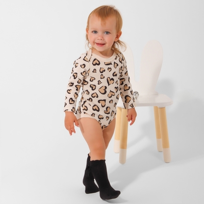 Боди с длинным рукавом «Крошка Я» Leo love, рост 74-80 см, бежевое
