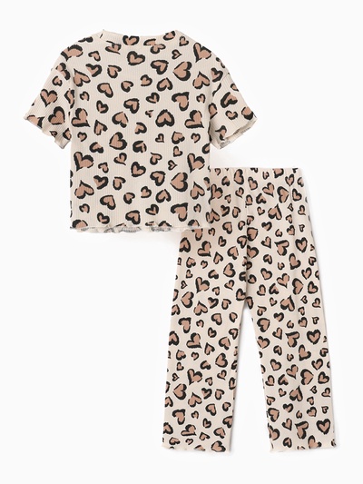 Пижама для девочки (футболка, брюки) KAFTAN: Leo love, бежевая, размер 30 (98-104 см)