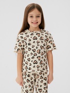 Пижама для девочки (футболка и брюки) KAFTAN: Leo love, размер 36 (134-140 см), бежевая - Фото 4
