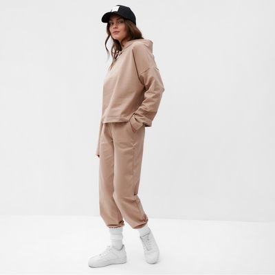 Костюм спортивный женский (толстовка, брюки) MIST, размер 40-42, бежевый