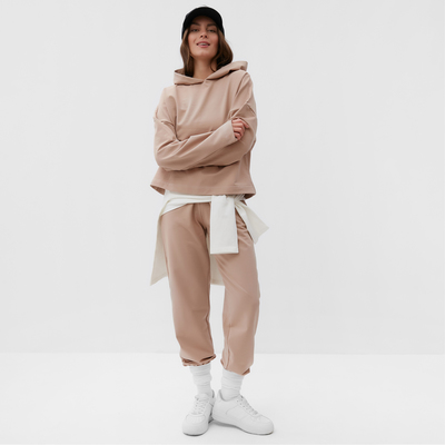 Костюм женский спортивный (толстовка, брюки) MIST, размер 48-50, бежевый