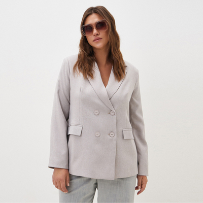 Пиджак женский двубортный MIST plus-size, размер 52, бежевый