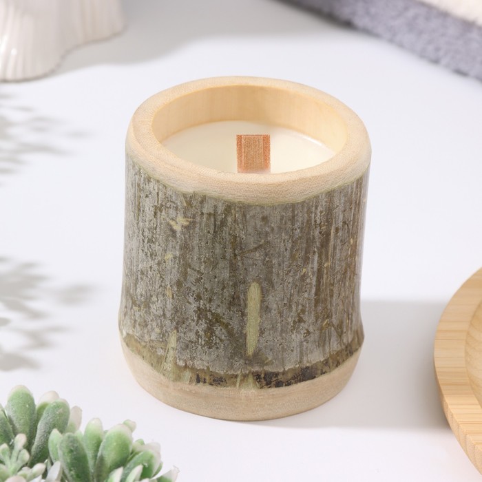 Свеча ароматическая в бамбуке "Кунулун", соевый воск, 25ч, 150 гр, 8,5х8 см