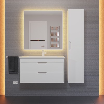 Шкаф - пенал подвесной Uperwood Modul, с дверцами, матовый, 330×360×1500 мм, цвет белый