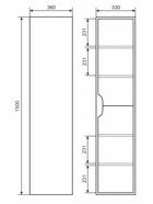 Шкаф - пенал подвесной Uperwood Modul, с дверцами, матовый, 330×360×1500 мм, цвет белый - Фото 4
