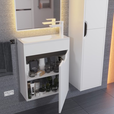 Тумба подвесная Uperwood, под раковину Uperwood Modul 50, цвет белый матовый/графит
