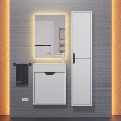 Тумба подвесная Uperwood, под раковину Uperwood Modul 50, цвет белый матовый/графит