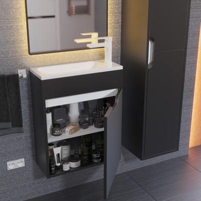 Тумба подвесная Uperwood, под раковину Uperwood Modul 50, цвет чёрный матовый