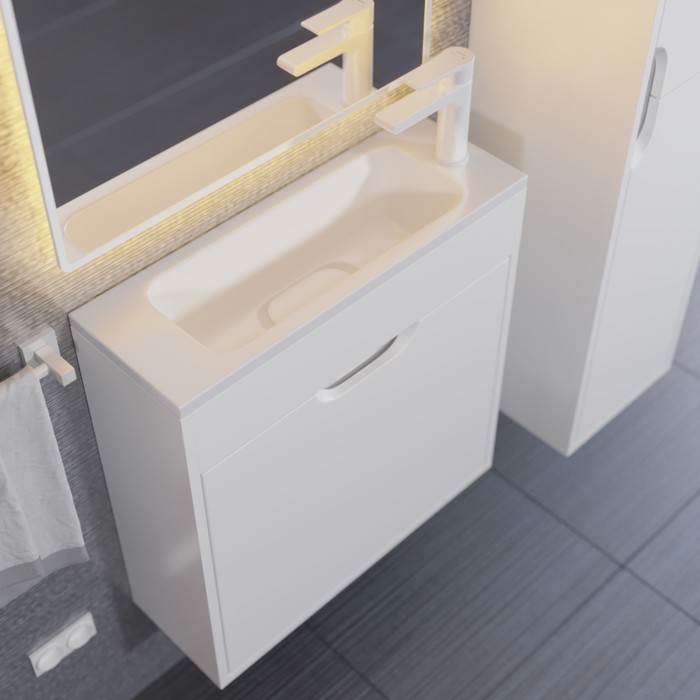 Тумба под раковину Uperwood Modul, 60 см, подвесная, матовая, белая - Фото 1